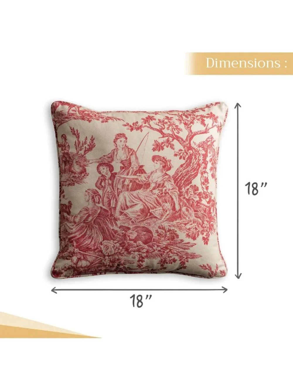 Decorative 18x18 Cotton Pillow Covers - Toile Throw Pillows for Couch & Chair